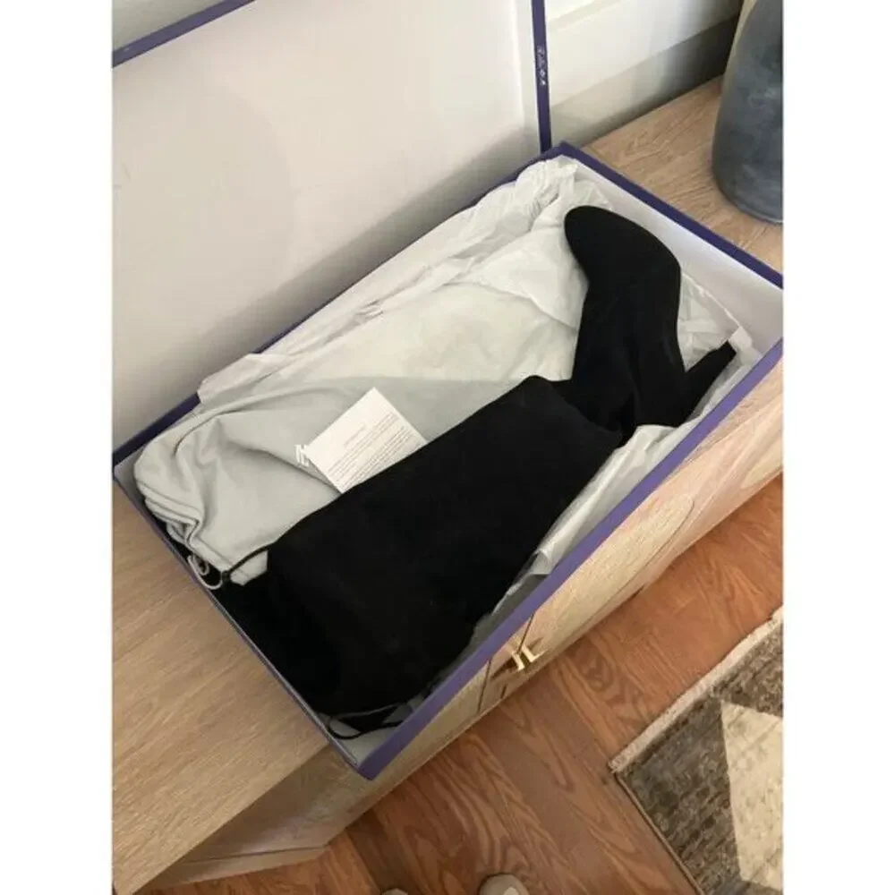 NEW IN BOX Stuart Weitzman Highland Black Suede Over-the-knee Boot Women's